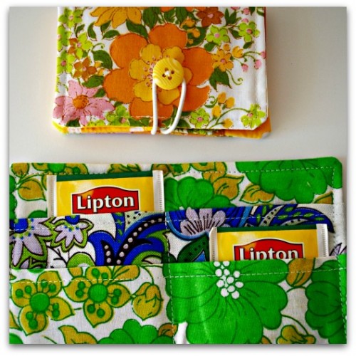 Tea Wallet in vintage and repurposed fabrics