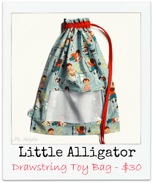 Little-Alligator Handmade Drawstring Toy Bag