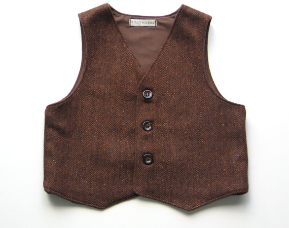 Boys herringbone wool vest waistcoat