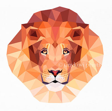 Geometric Lion Print