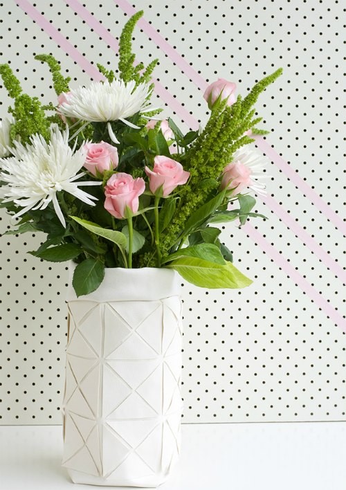 DIY FAUX LEATHER GEOMETRIC VASE