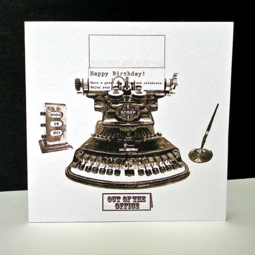 Antique Typewriter Happy Birthday Card