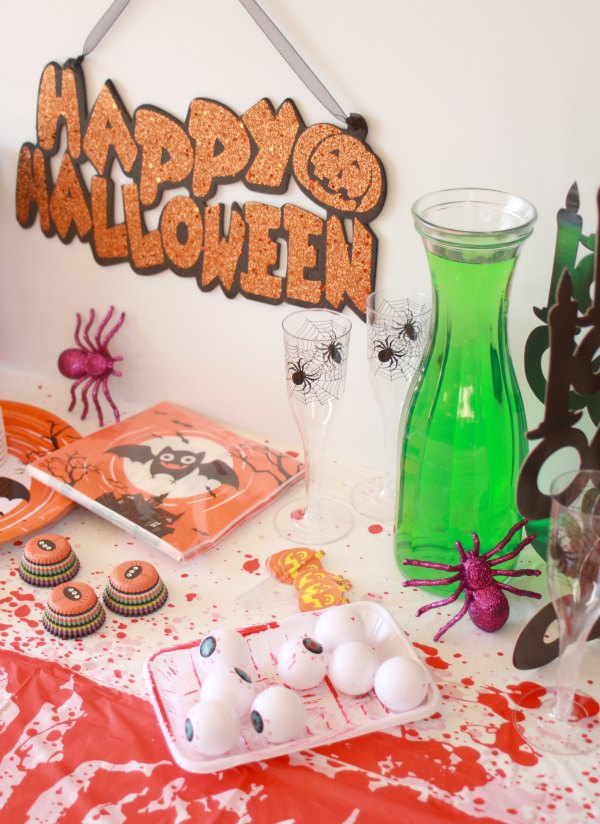 Party Table setup for Halloween