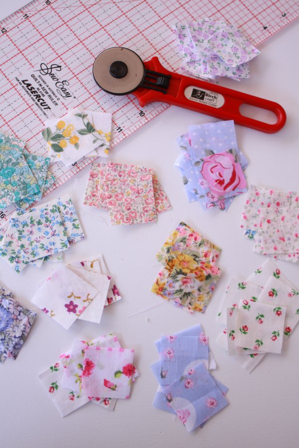 Cut your fabric into squares