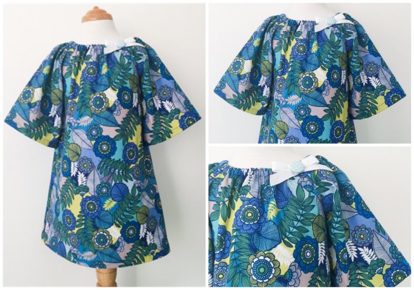 handmade Retro Blue Floral Smock