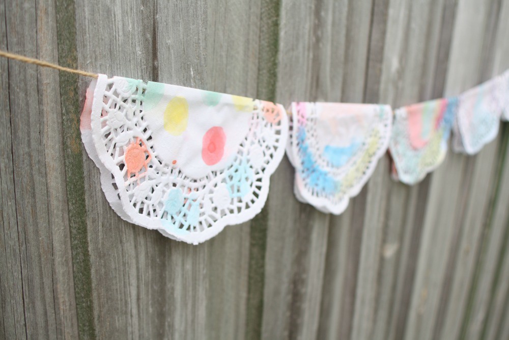 Watercolour paper doily bunting