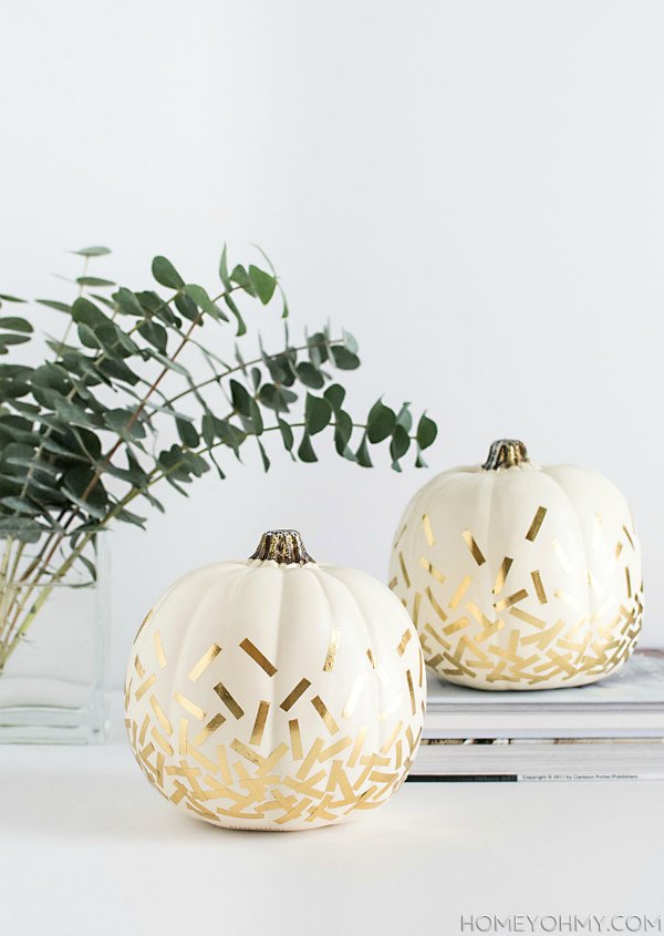 diy gold confetti pumpkins