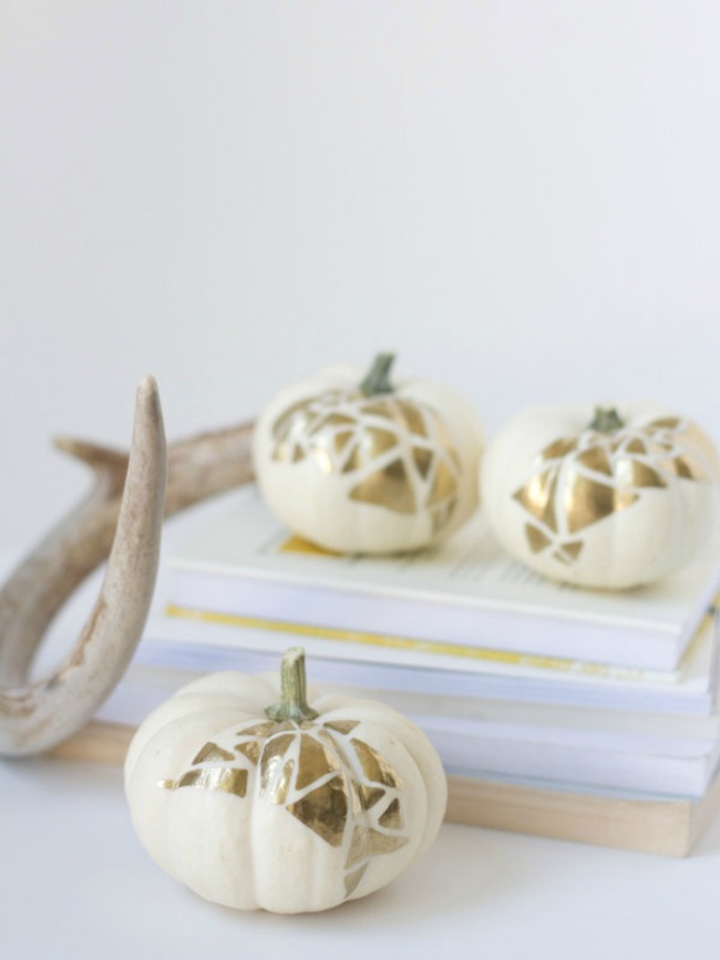 DIY Gold Geo No-Carve Pumpkins