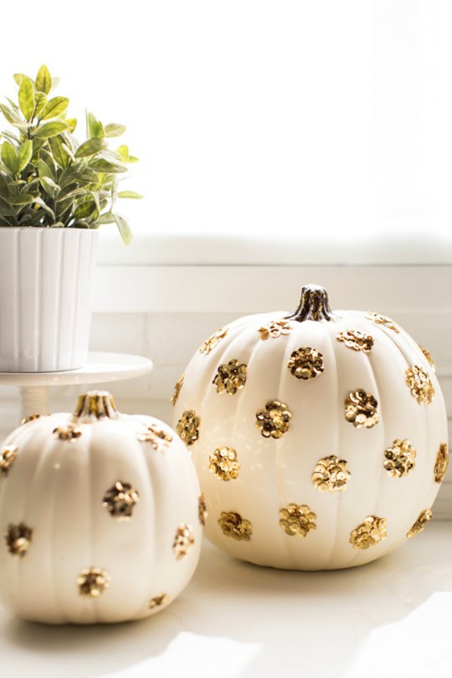 DIY Sequin polka dot pumpkins