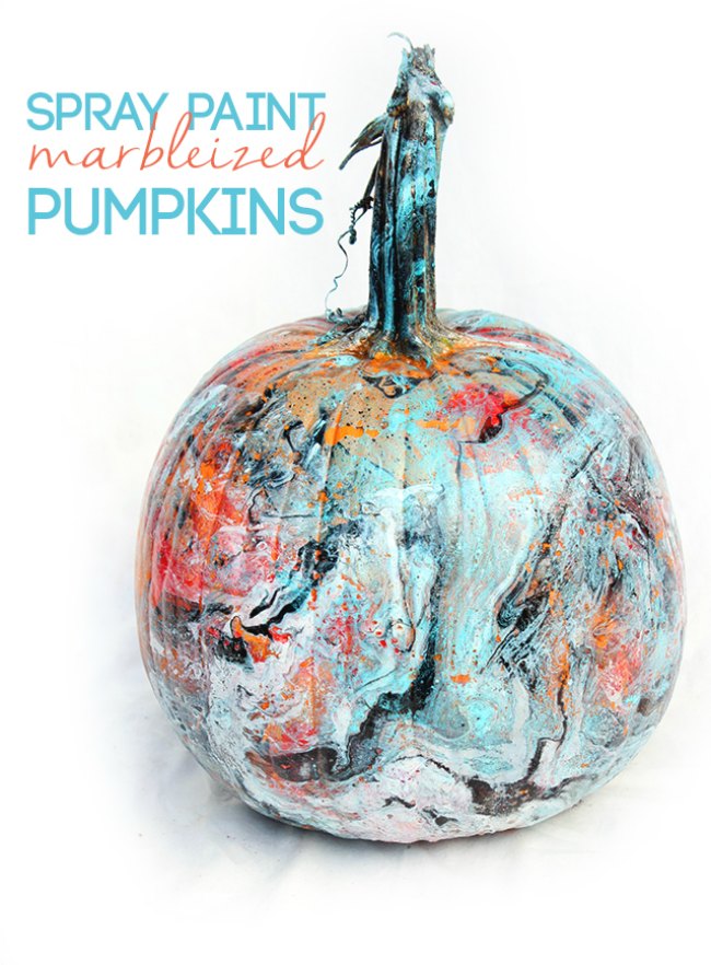 DIY marbled pumpkin