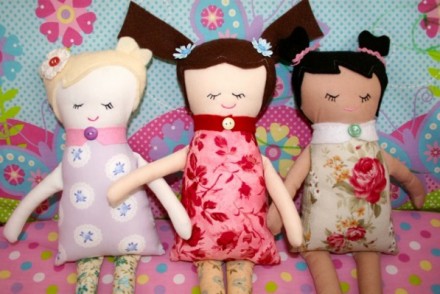 Handmade Rag Dolls 5 Minutes with Floral & Plaid